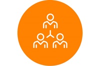 group of people icon in an orange circle