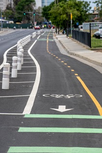 Class 4 bicycle lane on a road