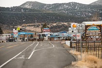 A bicycle lane on State Route 395 in Bridgeport, California