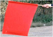 Image of a red flag that would be used only when a stop or slow paddle is unavailable