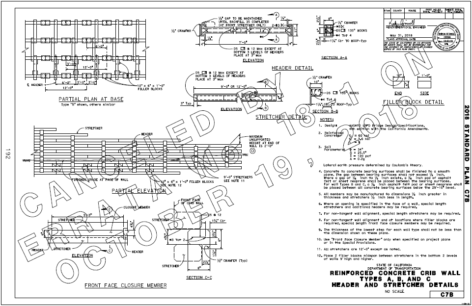 Reinforced Concrete Crib Wall Types A B And C Header And