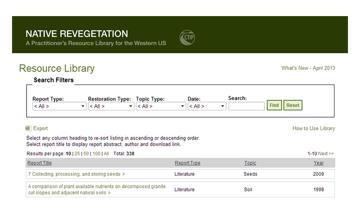NativeRevegetation.org sample screen shot
