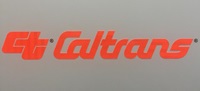 An image showing an example of a fluorescent orange, reflective "CT Caltrans" decal.