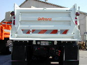 This image shows the rear of a ten yard truck.