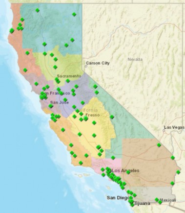 Map of projects in California