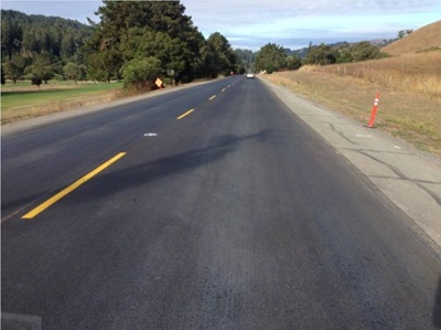 compacted and striped cold in place recycled layer opened to traffic prior to construction of final HMA lift