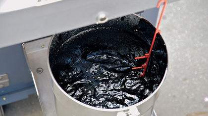 foamed asphalt in a laboratory being tested for foaming properties