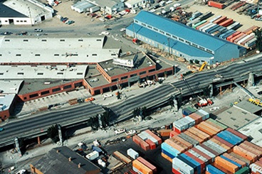 Collapsed Cypress Street Viaduct in Oakland, 1989 Loma Prieta Earthquake
