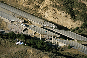 State Route 14 and Interstate 5 interchange - freeway collapse, 1994 Northridge earthquake.