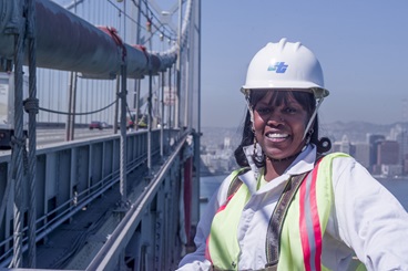 Michelle Dupree, first female Caltrans Structural Steel Paint Supervisor on the Bay Bridge 2001.