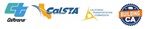 From left to Right, the logos of Caltrans, CalSTA, California Transportation Commission, and Building CA