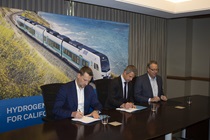 Officials sign historic, $80 million contract for first zero-emission, hydrogen intercity passenger trains in North America.