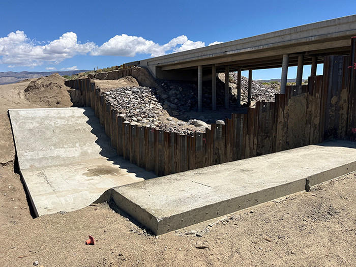 Coso Wash Bridge Dam Complete