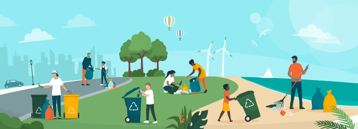 vector image of community clean up