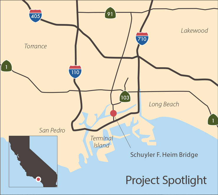 Graphic Map showing the geographic location of the bridge in California
