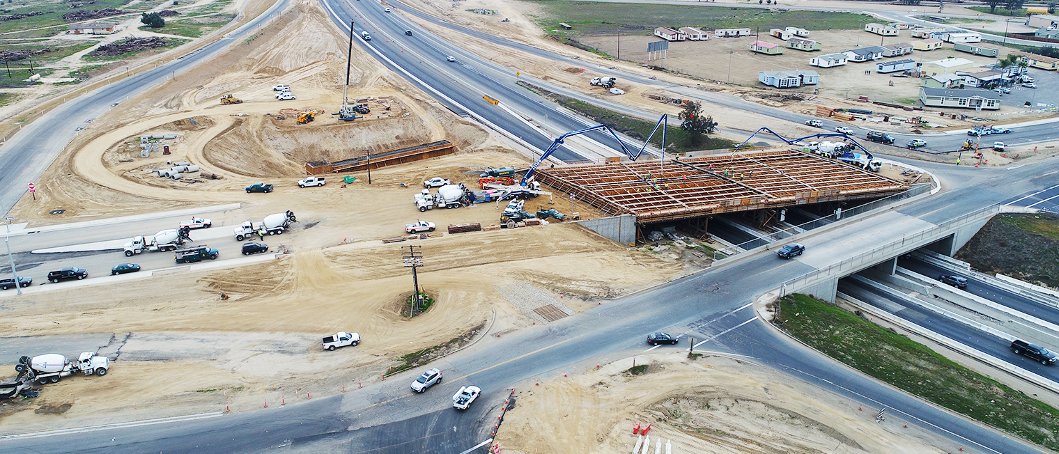 Aerial photo of freeway construction