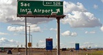 Highway sign for Sacramento International Airport