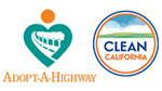 Adopt-A-Highway logo and Clean California logo