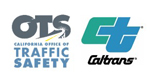 Logos for the California Office of Traffic Safety (OTS) and the California Department of Transportation (Caltrans) reflect their joint partnership on the "Get Off Your Apps" safety campaign.