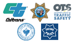 Logos for Caltrans, the California Highway Patrol (CHP), the Office of Traffic Safety (OTS), the City of Fresno and the City of Fresno Police Department.