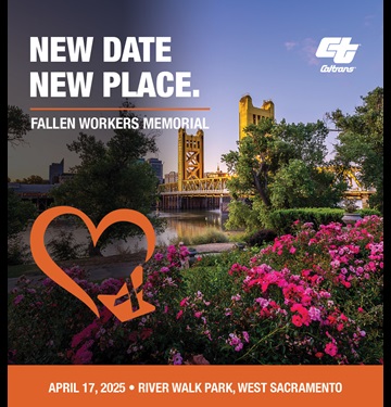 New date new place. Fallen workers' memorial. April 17 2025. River Walk Park, West Sacramento