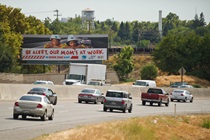 Be Alert campaign billboard along Interstate 80 in Sacramento.