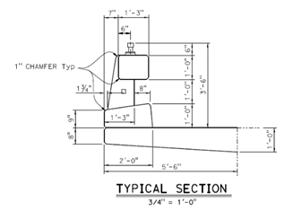 Type 85 Bridge Rail cross section with dimensions