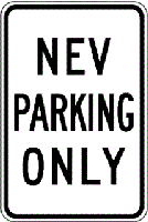 NEV parking only sign