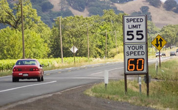 Example of speed limit signs on the roadway