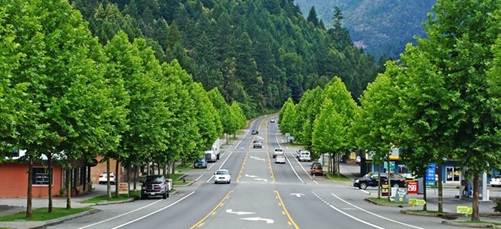 Image of a typical road diets where roadway treatments reduce the number of travel lanes and/or lane widths to address transportation deficiences.