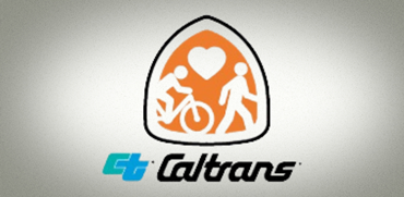 Caltrans logo with pedestrian and bicyclist