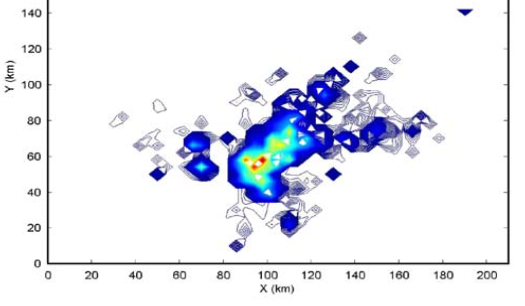 Gridded start hydrocarbon emissions in SACOG. From Niemeier, Atmospheric Environment 38, 2004.