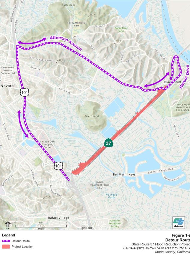 Nighttime Closure of State Route 37 (SR37) at the Novato Creek Bridge