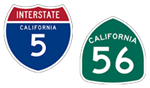 California Interstate 5 and State Route 56 shields. For more information; call (619) 688-6670 or email CT.Public.Information.D11@dot.ca.gov